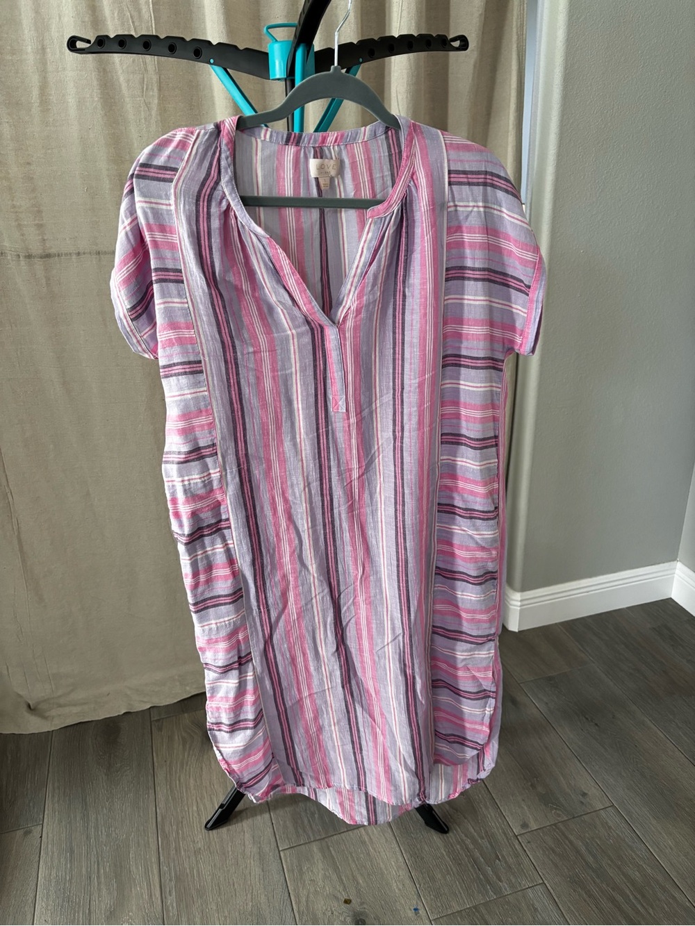 Gap Pink & purple Striped Maxi Dress - Casual V-Neck
